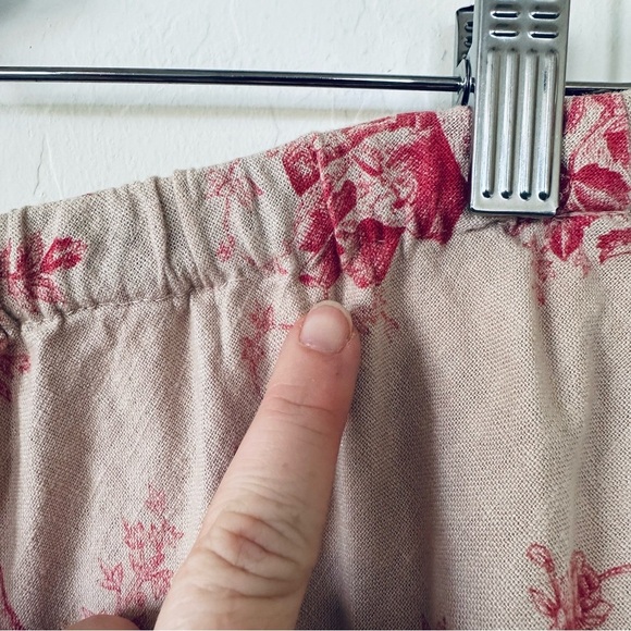 Soft Surroundings Vintage Antique Cottage Pattern Ruffle Hem Linen Blend Skirt - Picture 9 of 13